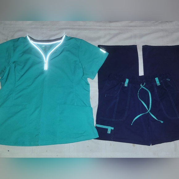 healing hands Other Hh36 Scrubstar Scrub Set In Teal Navy Blue 2xl
